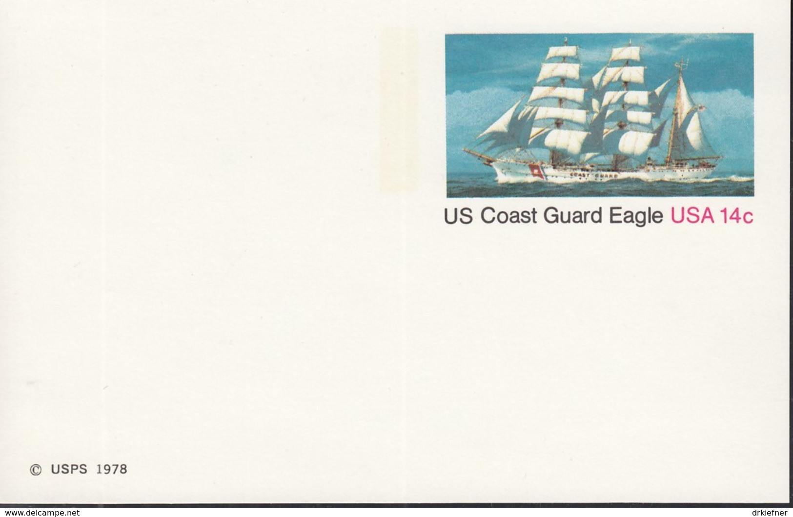 USA Postkarte, 14c, Coast Guard Eagle, 1978, Segelschiff - Altri & Non Classificati