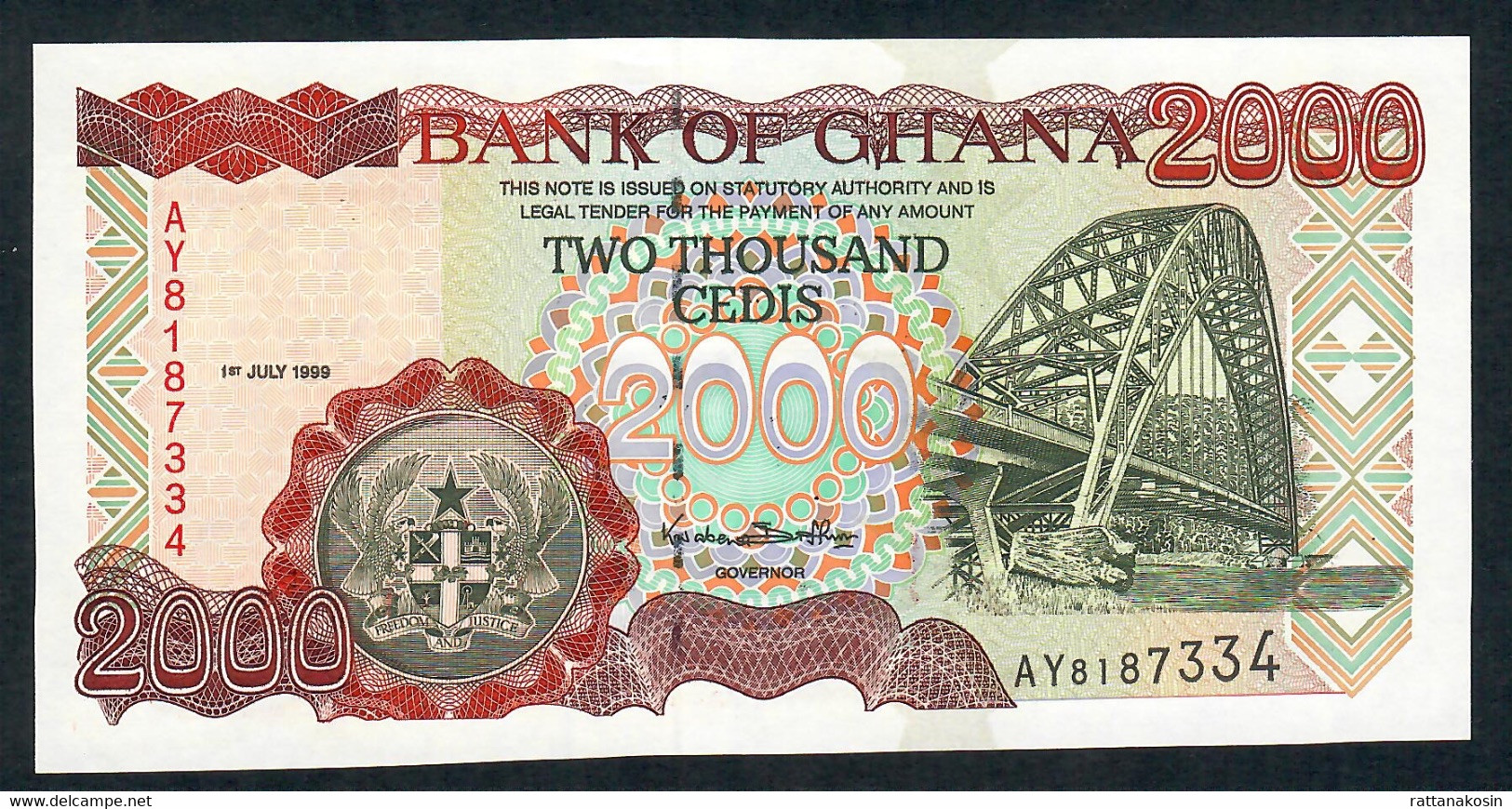 GHANA  P33d 2000 CEDIS 1999 #AY     Signature 10   UNC. - Ghana