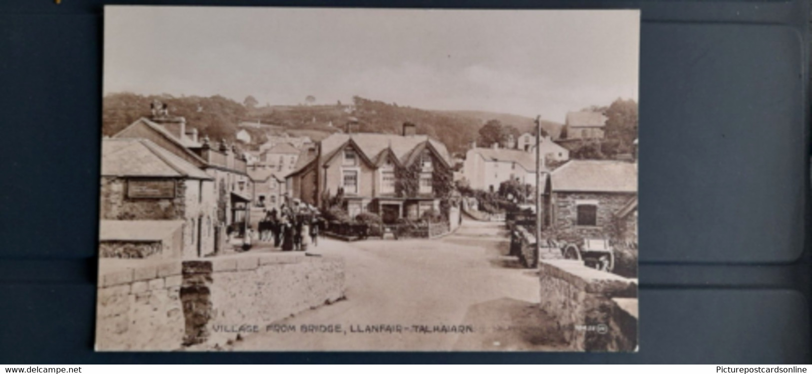 VILLAGE FROM BRIDGE LLANFAIR TALHAIARN OLD B/W POSTCARD WALES - Denbighshire