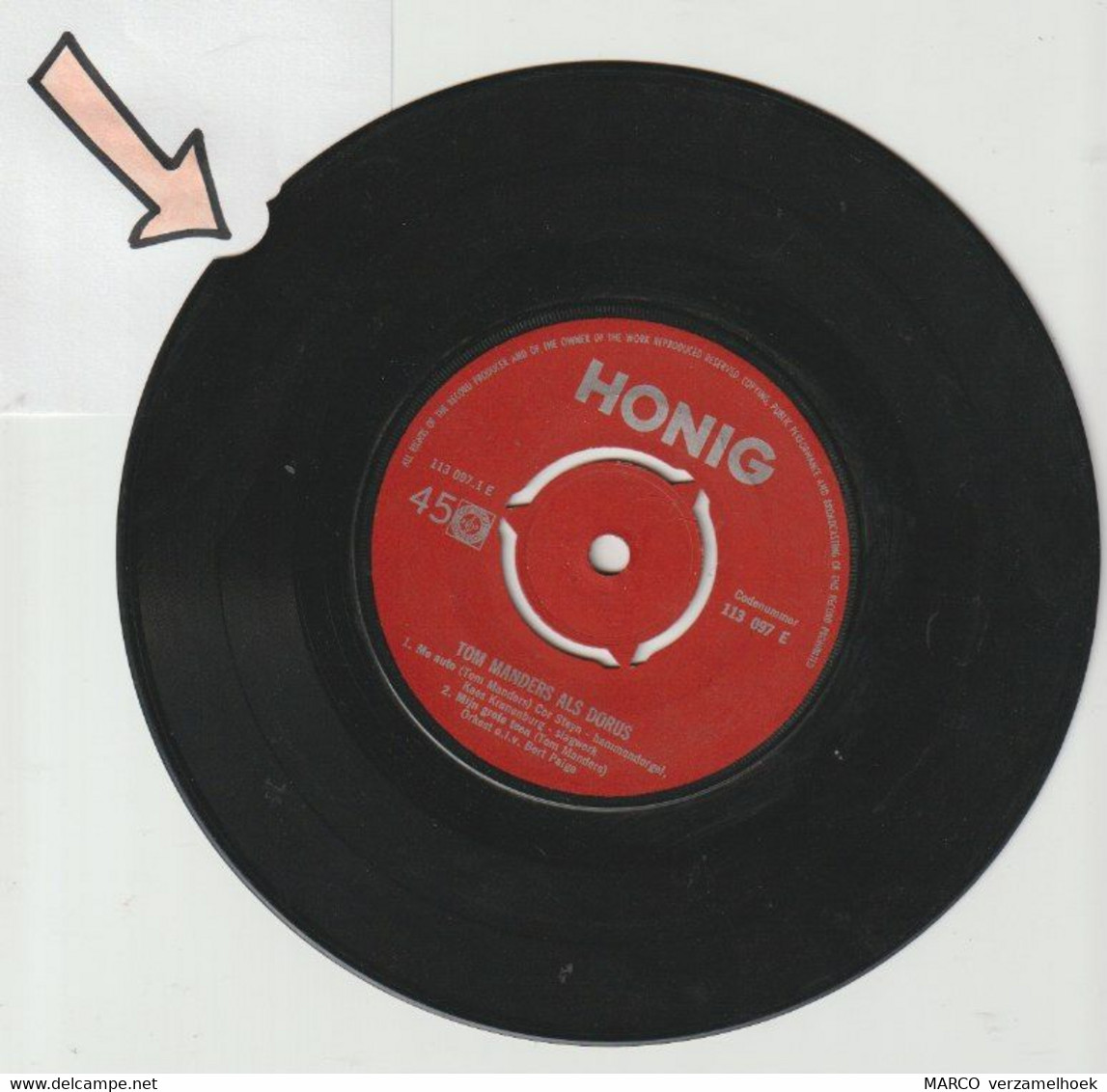 45T Single Grote HONIG Luisterwedstrijd 1968 Tom Manders "dorus" - Other - Dutch Music