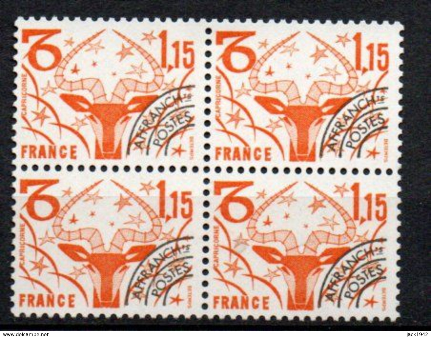 Préoblitéré Yvert N° 152 ** - 1,15 Signes Du Zodiaque "Capricorne", Bloc De 4 - 1964-1988