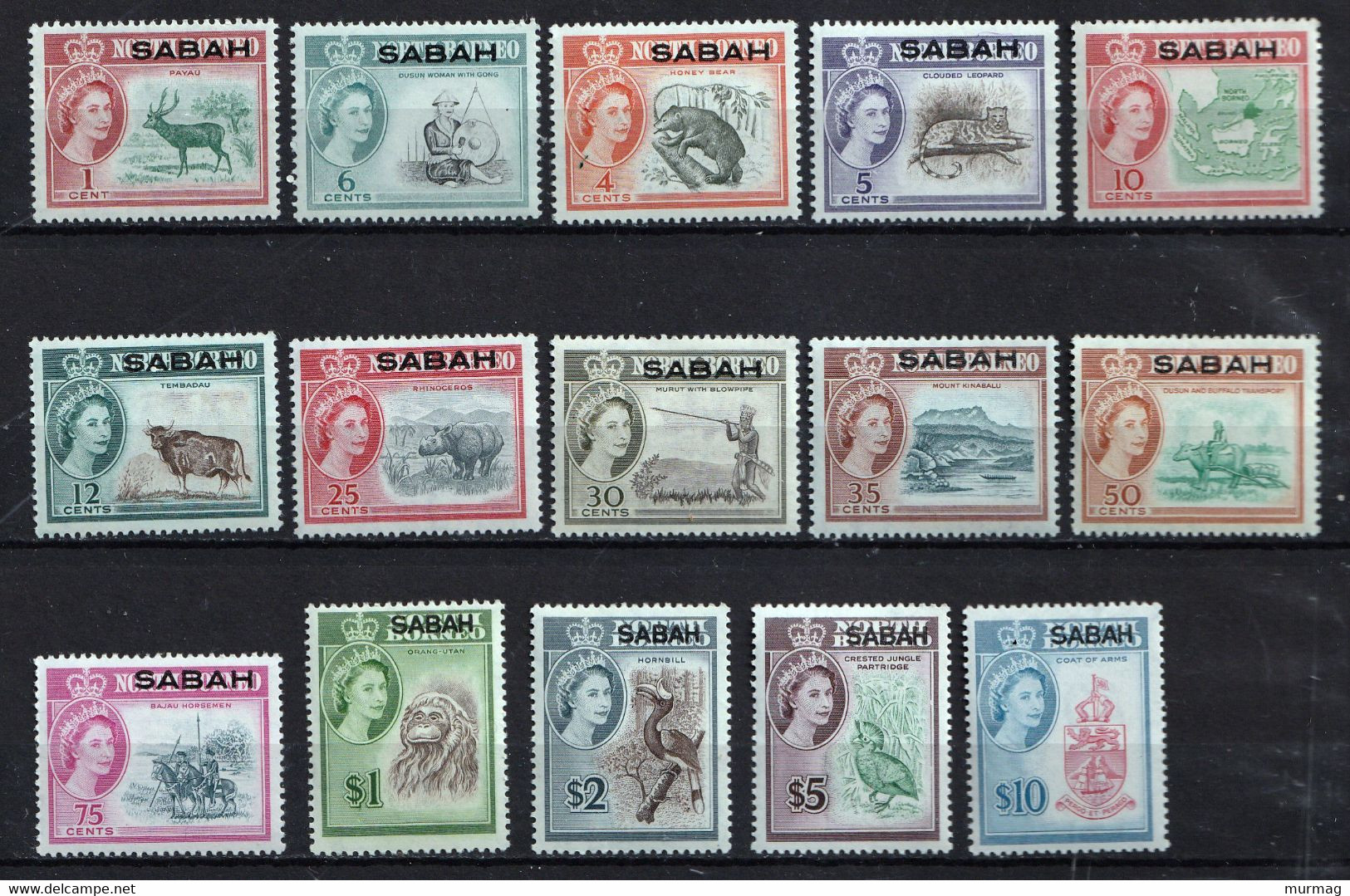 SABAH - Reine Elizabeth, Sujets Divers  - 1964-1965 - Tb De North Borneo Surchargés - MNH - Sabah