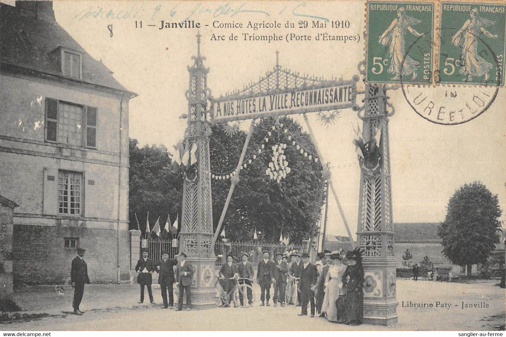 CPA 28 JANVILLE COMICE AGRICOLE 29 MAI 1910 ARC DE TRIOMPHE PORTE D'ETAMPES - Andere & Zonder Classificatie