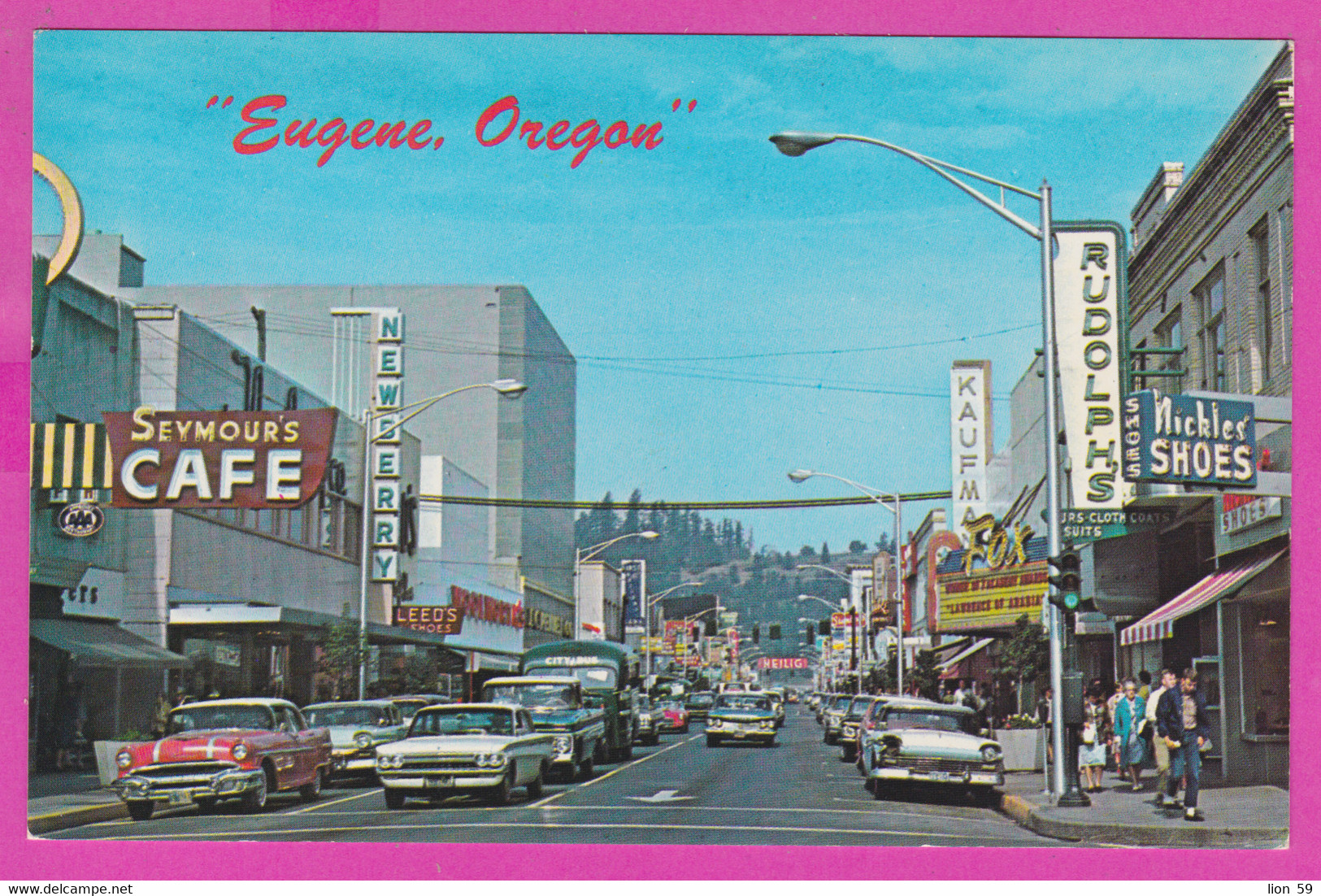 289109 / United States - Eugene , Oregon - Willamette Street  Seymour's Cafe Car Nickles Shoes ..., PC USA Etats-Unis - Eugene