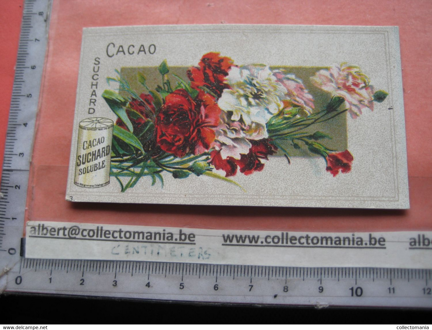 11 Card Chocolade Cacao Suchard Nr 256 Flowers - FRONT = VERY GOOD - Backside, Center Glue Stain, Bad Ungluing - Suchard