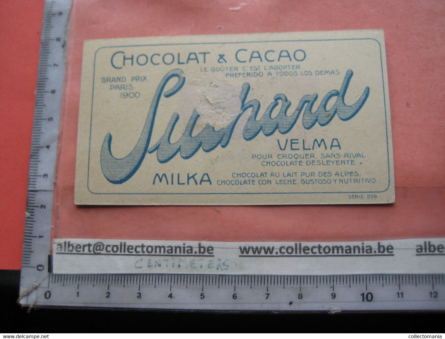 11 Card Chocolade Cacao Suchard nr 256 Flowers - FRONT = VERY GOOD - backside, center glue stain, bad ungluing