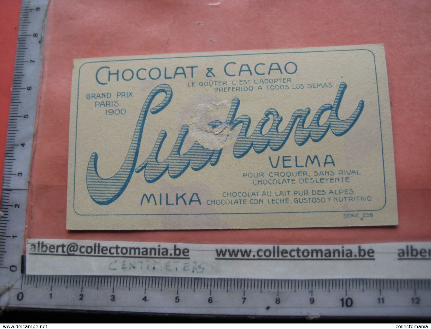 11 Card Chocolade Cacao Suchard nr 256 Flowers - FRONT = VERY GOOD - backside, center glue stain, bad ungluing