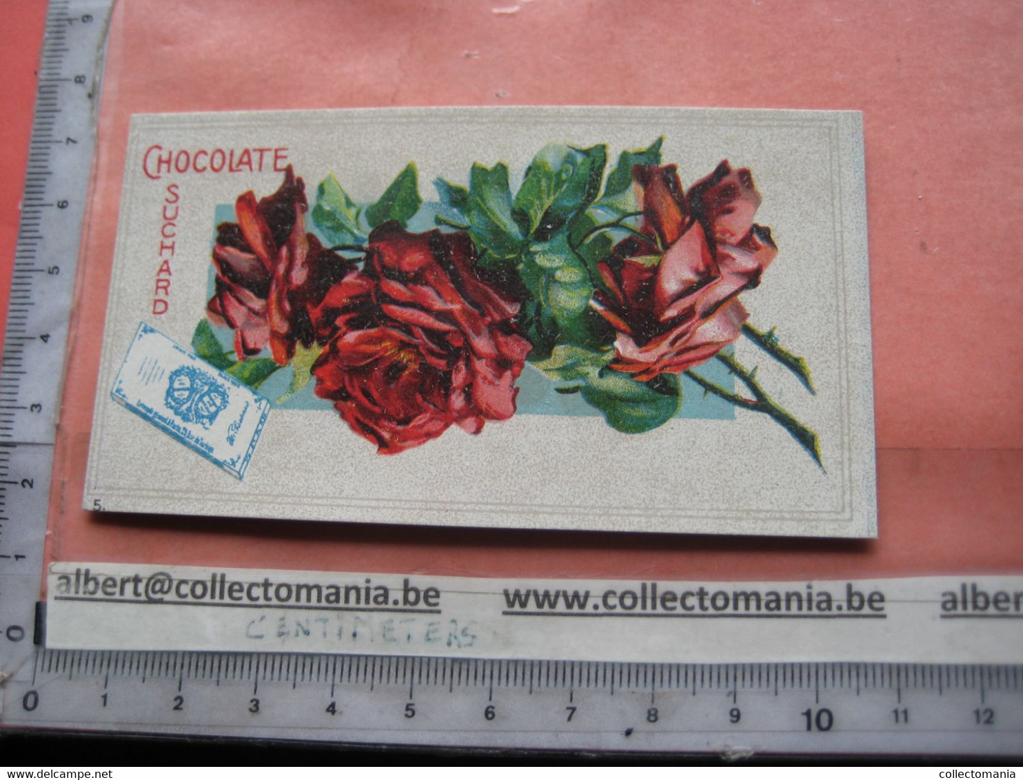 11 Card Chocolade Cacao Suchard nr 256 Flowers - FRONT = VERY GOOD - backside, center glue stain, bad ungluing