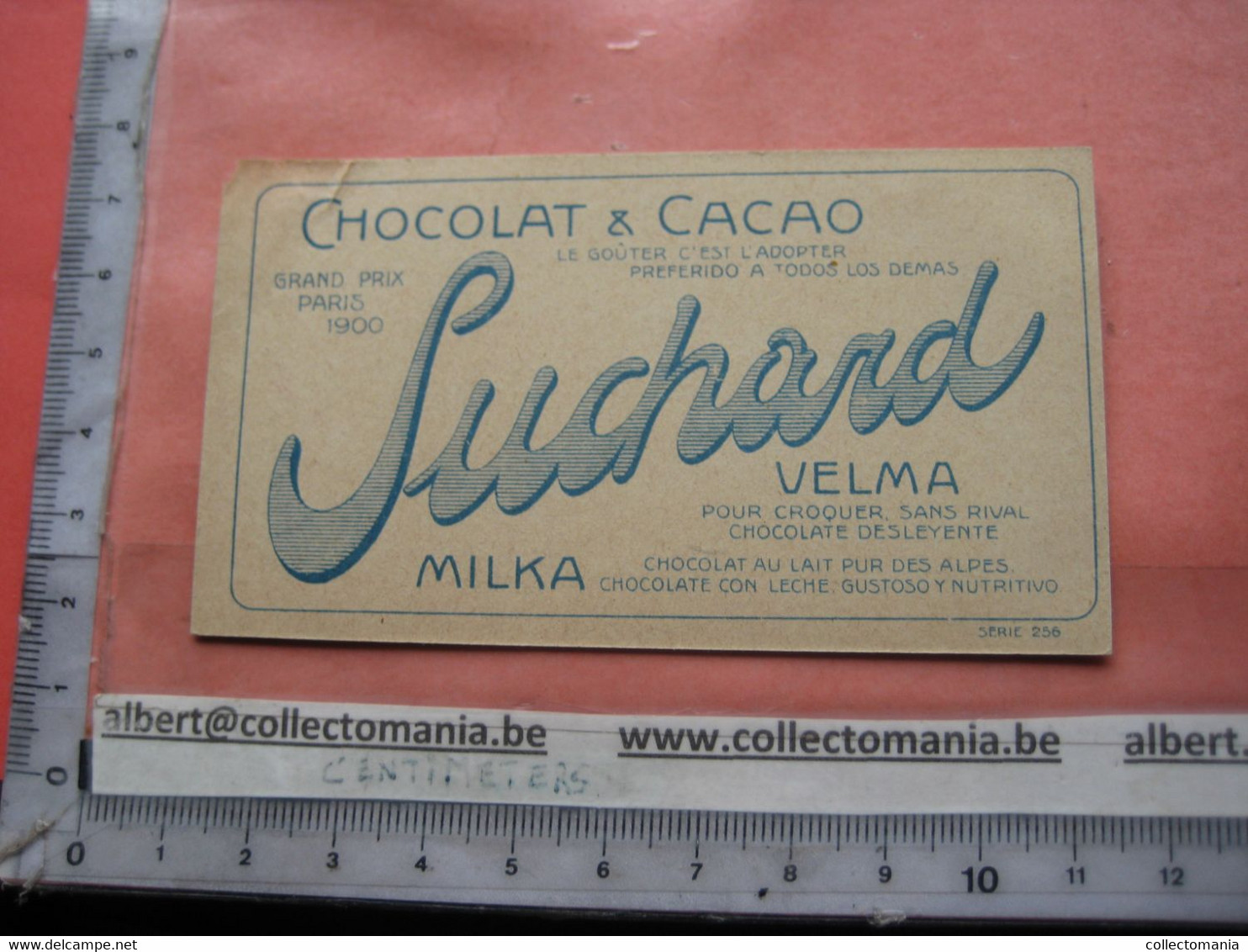 11 Card Chocolade Cacao Suchard nr 256 Flowers - FRONT = VERY GOOD - backside, center glue stain, bad ungluing