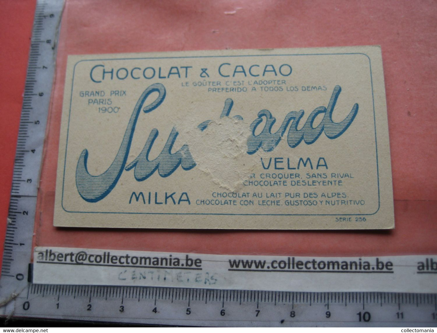 11 Card Chocolade Cacao Suchard nr 256 Flowers - FRONT = VERY GOOD - backside, center glue stain, bad ungluing