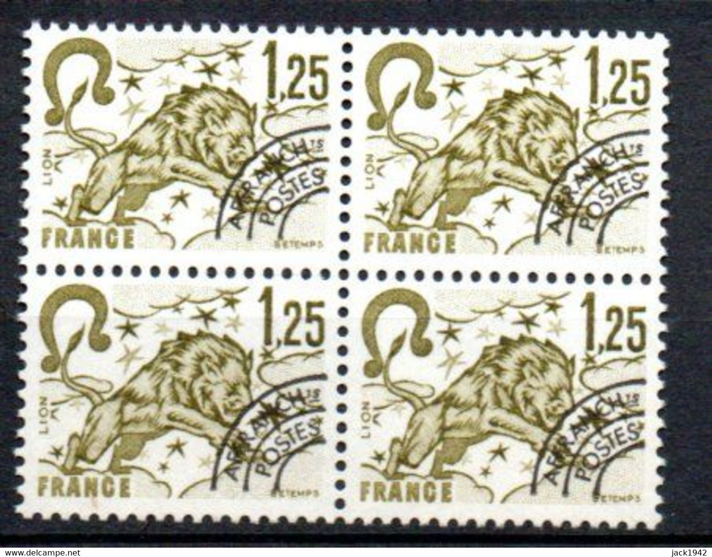 Préoblitéré Yvert N° 156 ** - 1,25 Signes Du Zodiaque "Lion", Bloc De 4 - 1964-1988