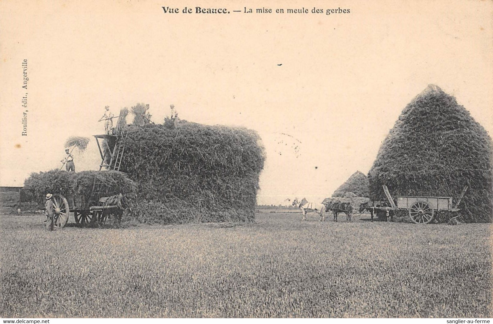 CPA 28 VUE DE BEAUCE LA MISE EN MEULE DES GERBES / SCENE D'AGRICULTURE - Autres & Non Classés