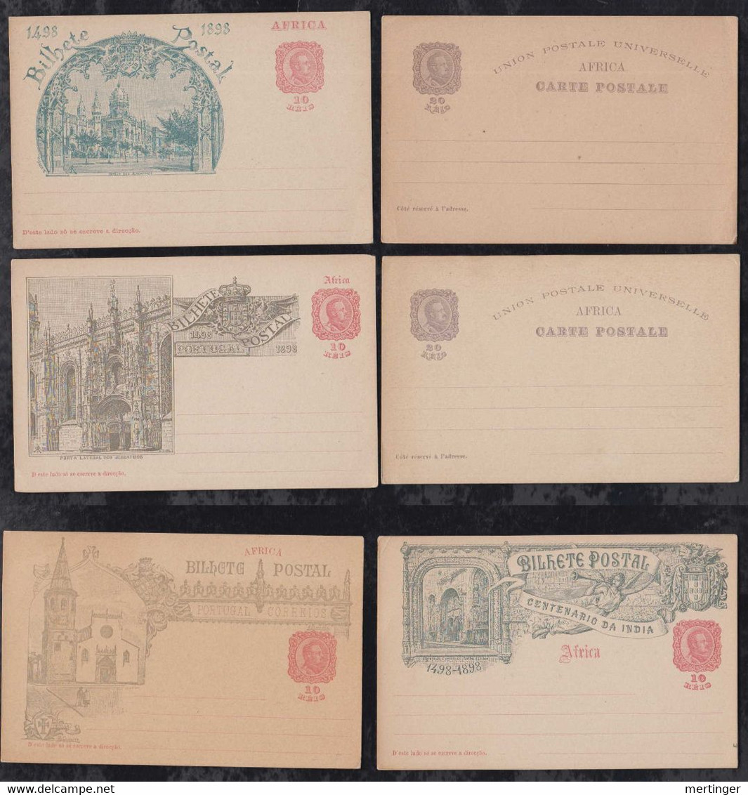 Portugal AFRICA 1898 6 Stationery Postcards MNH - Africa Portuguesa