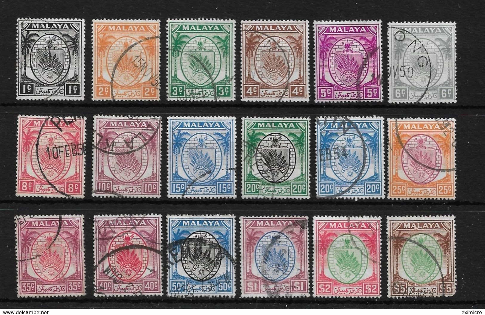 MALAYA - NEGRI SEMBILAN 1949 - 1955 SET (ex 8c GREEN, 12c, 30c) SG 42/62 (ex SG 49,51,56) FINE USED Minimum Cat £152+ - Negri Sembilan