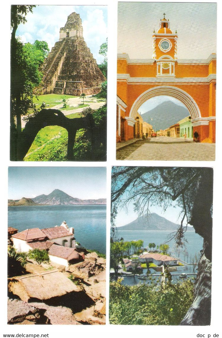 4 Cards - Guatemala - Tikal - San Antonio Palopo - Lake Atitlan - Arco De Santa Catarina - Guatemala