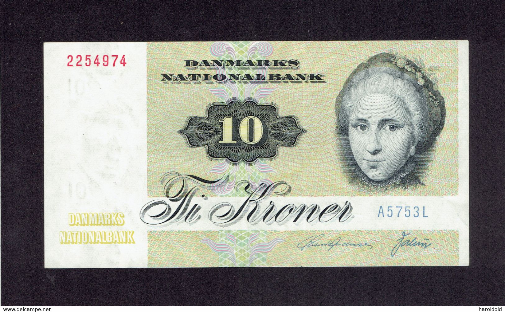 DANMARK - 10 KRONER - VERTICAL LIGHT FOLD TRACE - Denemarken