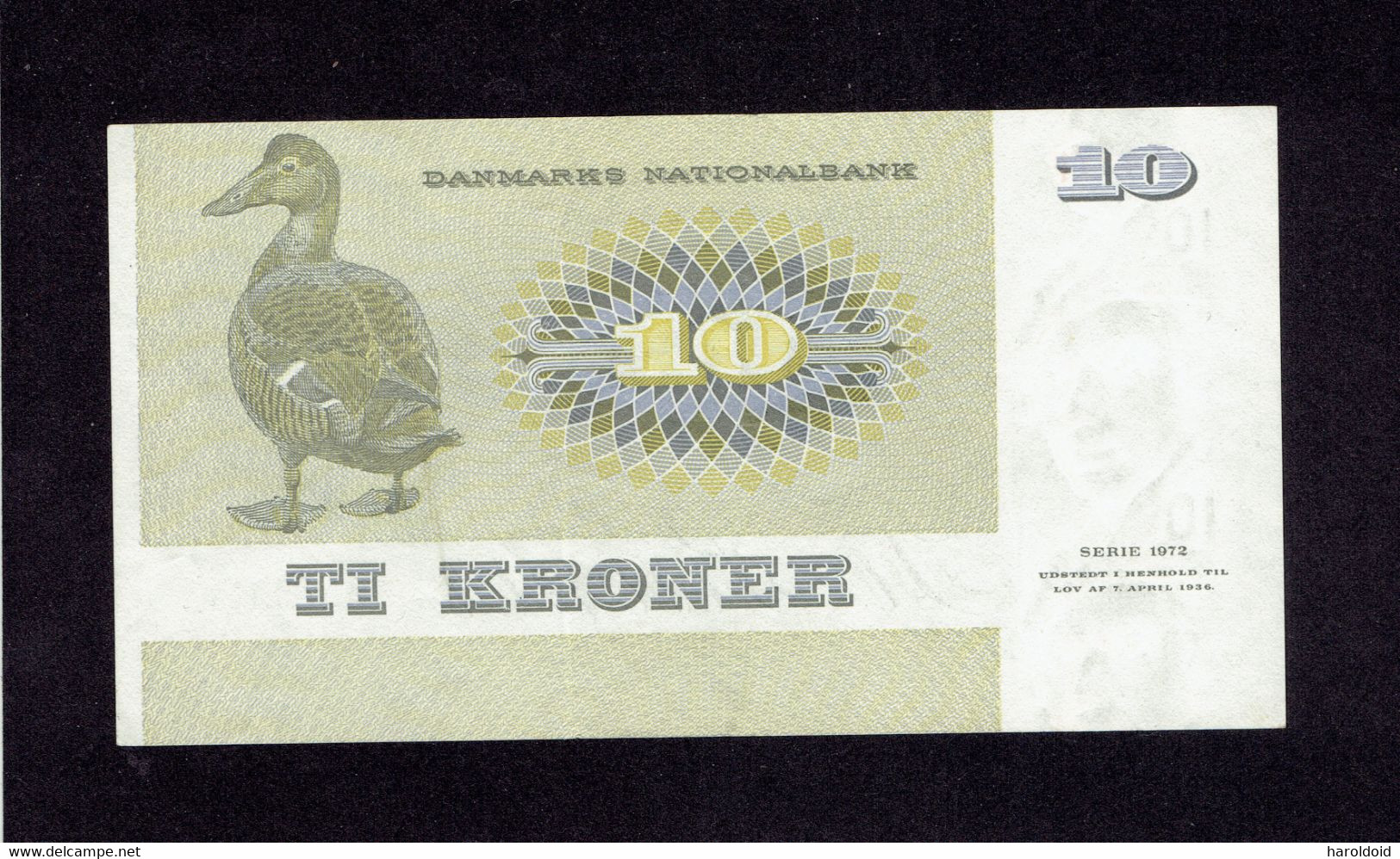 DANMARK - 10 KRONER - VERTICAL LIGHT FOLD TRACE - Danemark