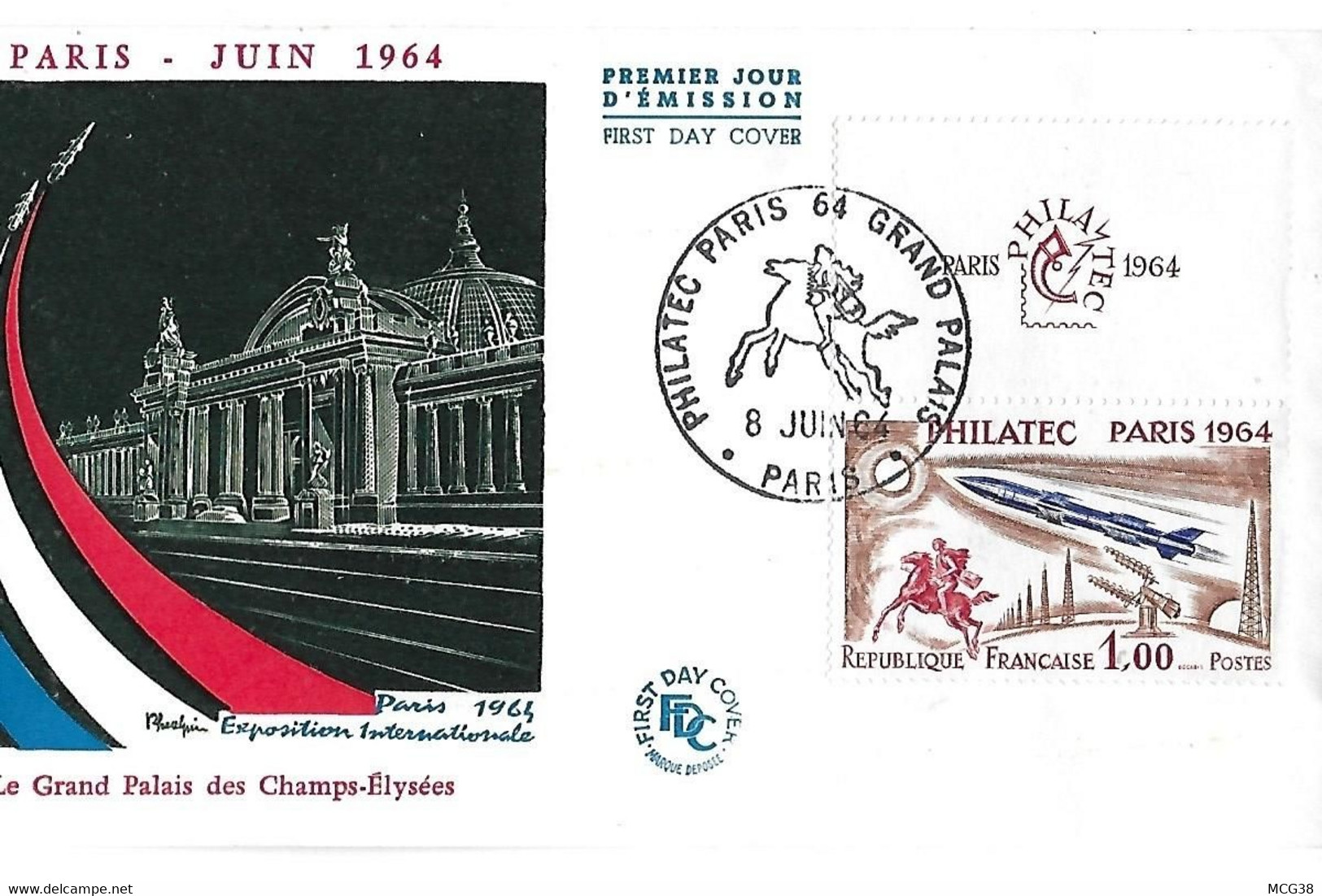 ENVELOPPE  1°  JOUR - PHILATEC  PARIS  1964  - Timbre N° 1422  - PARIS  8 JUIN 1964 - Other & Unclassified
