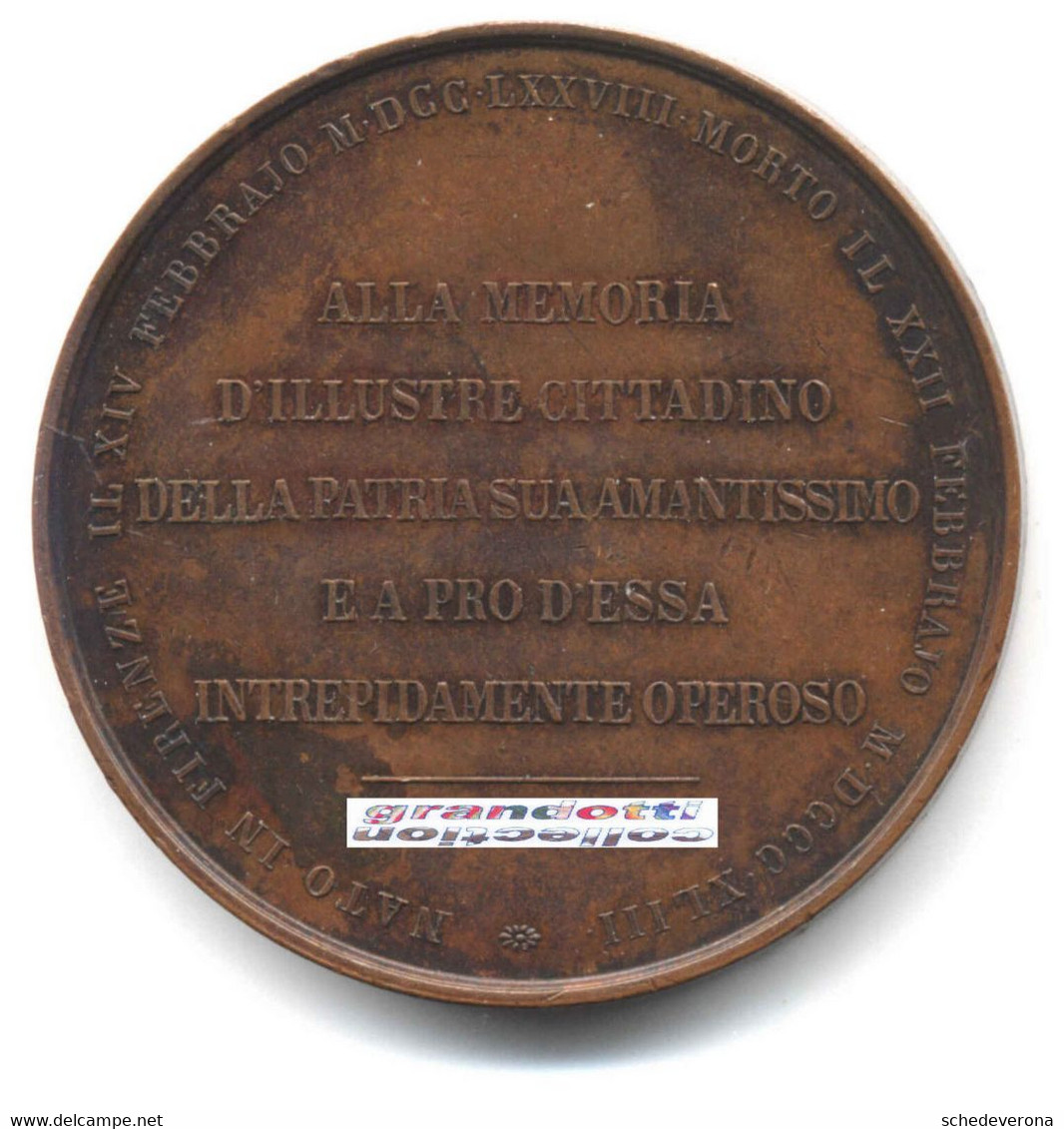 CONTE LUIGI DI CANBRAY CONFALONIERE FIRENZE 1863 MEDAGLIA CELEBRATIVA FABRIS - Professionals/Firms