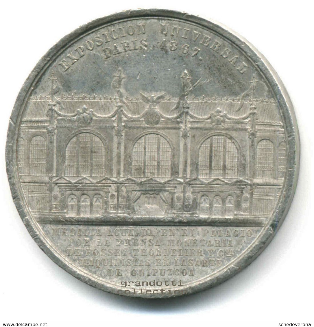 NAPOLEON III MEDALLA EXPOSICION UNIVERSAL PARIS 1867 MEDAGLIA SPAGNA - Firma's