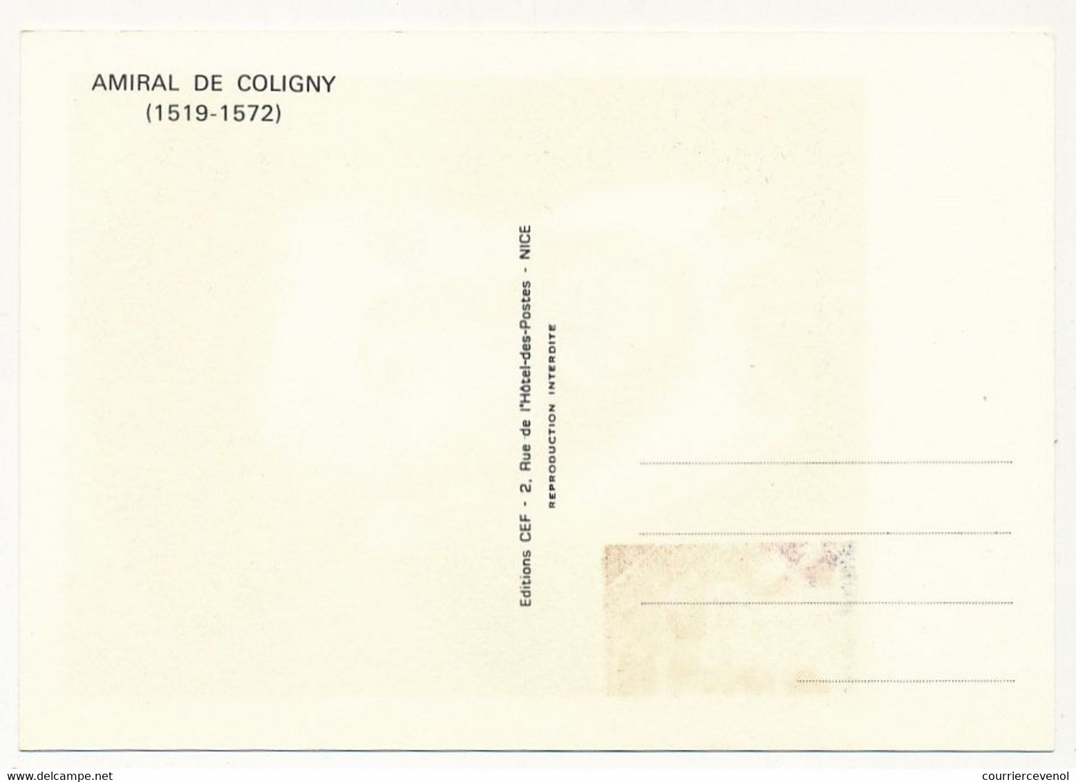 FRANCE - Carte Maximum - 0,50 + 0,10 Amiral De Coligny - Premier Jour 45 Chatillon Coligny 17/2/1973 - 1970-1979