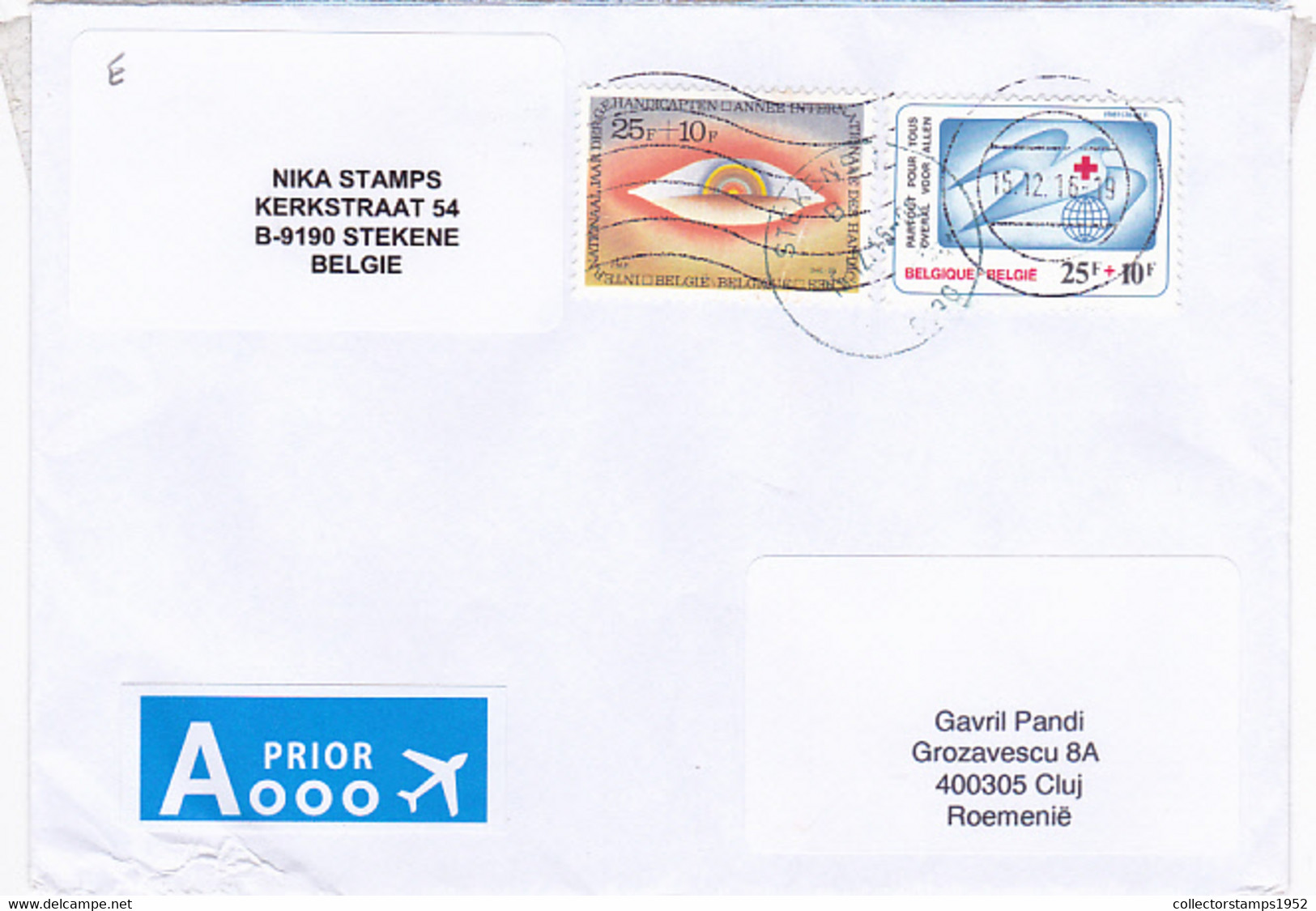 INTERNATIOHAL YEAR OF DISABLED PERSONS, RED CROSS, STAMPS ON COVER, 2016, BELGIUM - Lettres & Documents