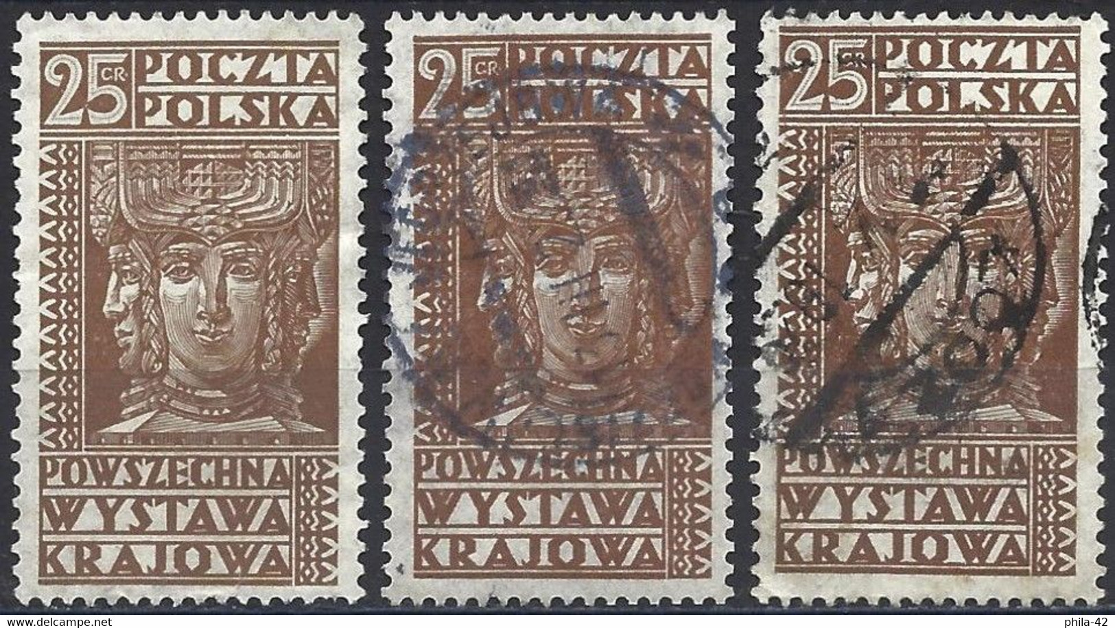 Poland 1928 - Mi 260 - YT 349 ( Swiatowid, War God ) Three Shades Of Color - Variétés & Curiosités