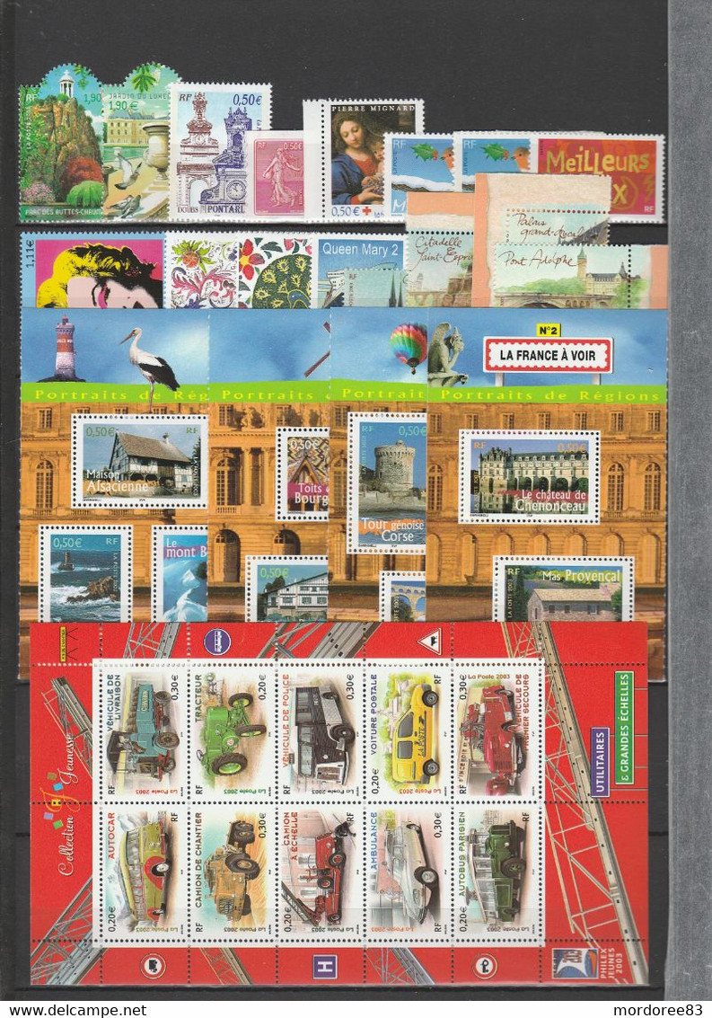 FRANCE ANNEE COMPLETE 2003 NEUF YT 3538 A 3631 SOIT 94 TIMBRES COTE 169 EUROS - 2000-2009