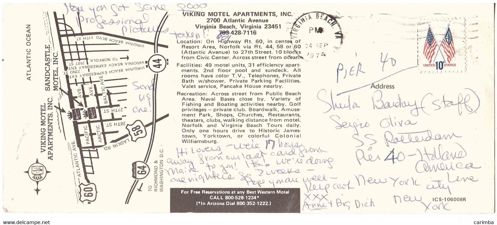 CARTOLINA PER ITALIA VIRGINIA BEACH VIKING MOTEL - Virginia Beach