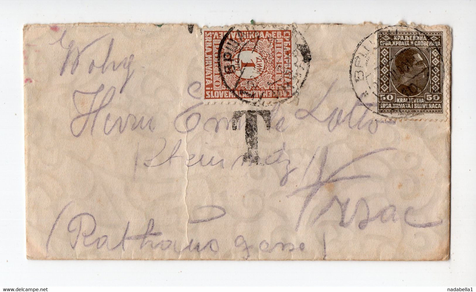 1930. KINGDOM OF YUGOSLAVIA,SERBIA,VRSAC LOCAL COVER,POSTAGE DUE 1 DIN. - Timbres-taxe