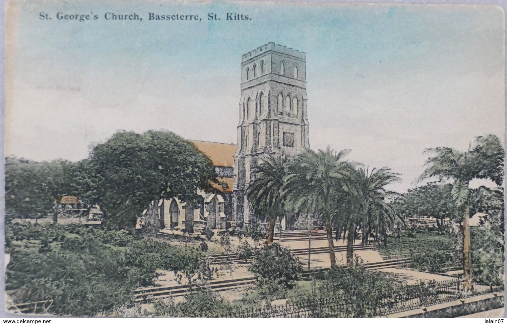 C. P. A. :  St. KITTS : St. George's Church, BASSETERRE, Stamp In 1910 - Saint Kitts En Nevis