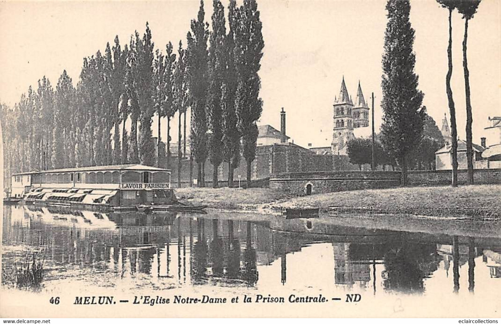 Melun           77        Eglise Notre-Dame. Prison Centrale Et Bateau Lavoir Parisien            (voir Scan) - Melun