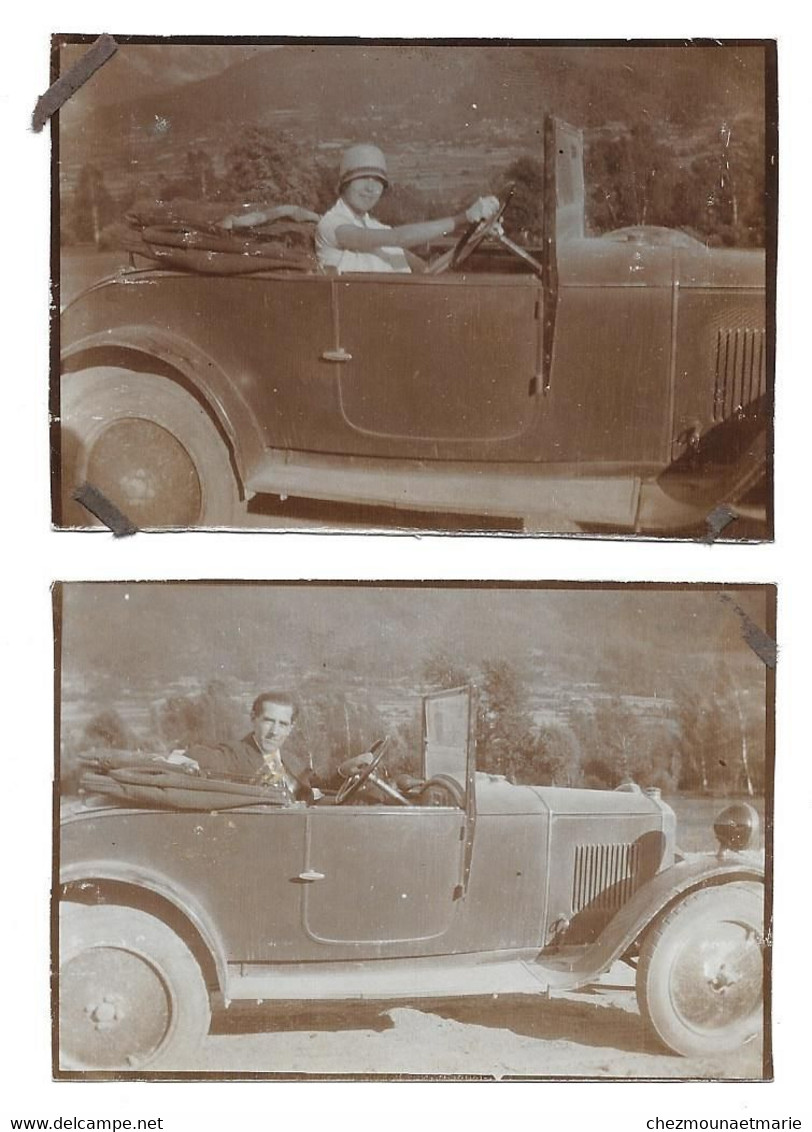 1928 ROUTE DE BRIANCON VOITURES - LOT DE 2 PHOTOS 8.5*6 CM - Automobiles