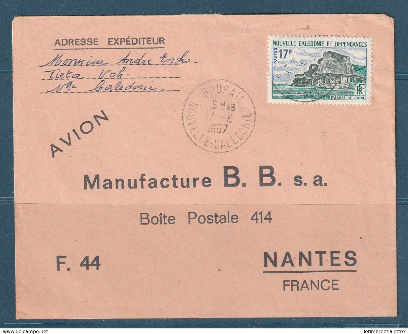 Nouvelle Calédonie - YT N° 336 - Pour La France Par Avion - 1967 - Covers & Documents