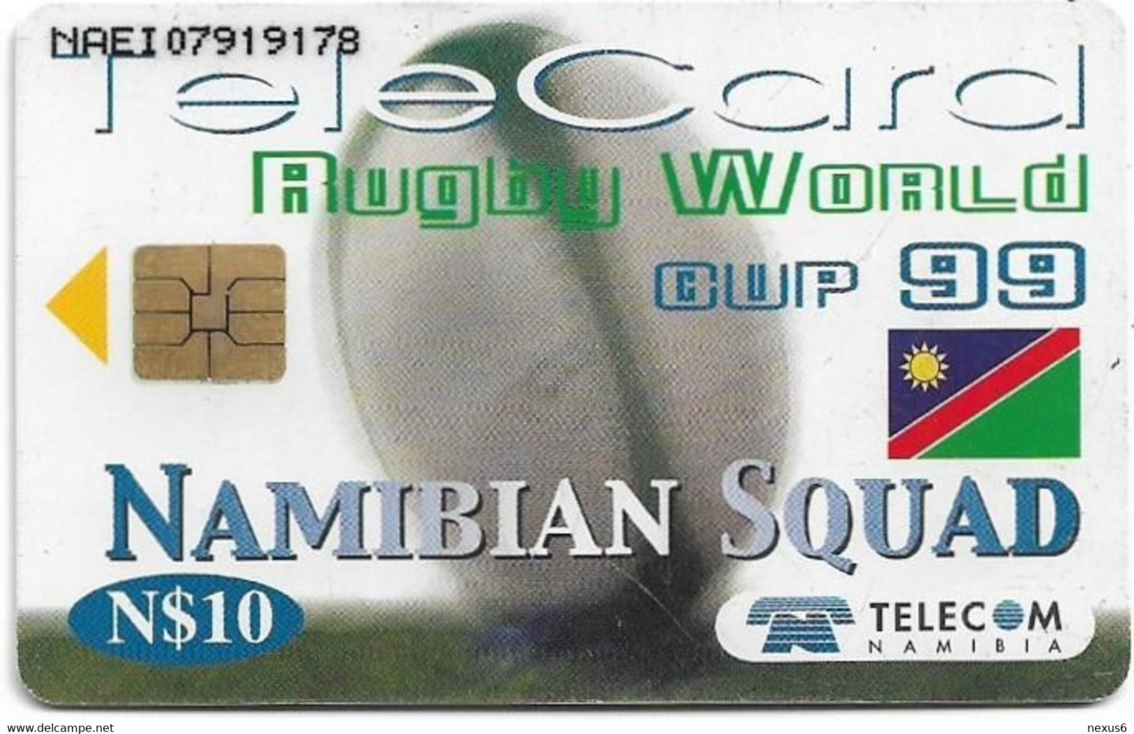 Namibia - Telecom Namibia - Rugby World Cup '99, Management - 10$, 1999, Used - Namibie