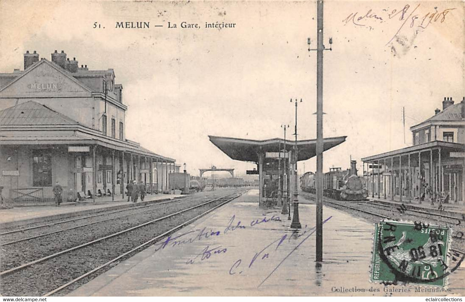 Melun            77           Intérieur  De La Gare . Train .    N° 51  (voir Scan) - Melun