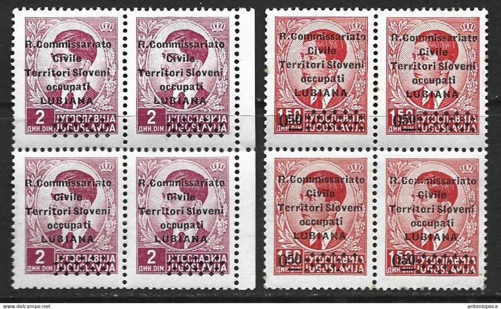 ITALIA 1941, OCCUPAZIONE TEDESCA LUBIANA BLOCKS MNH - Deutsche Bes.: Lubiana