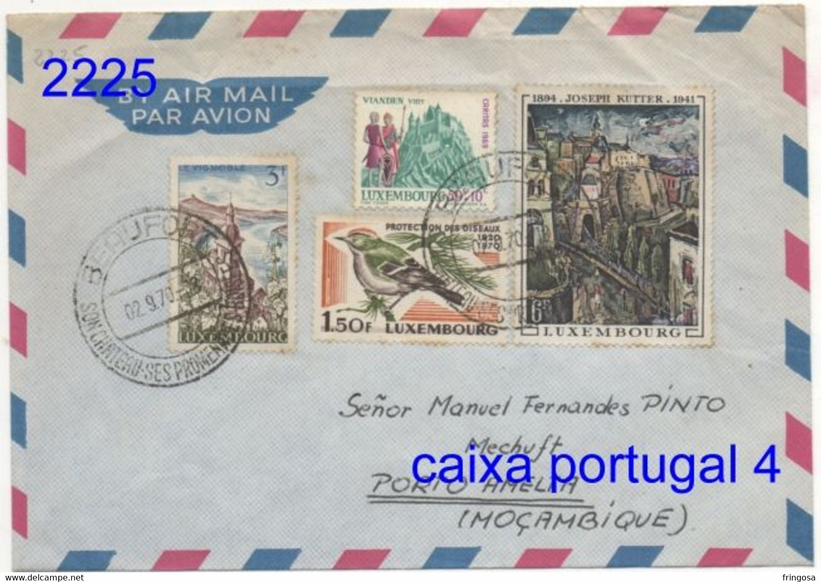 LUXEMBOURG BEAUFORT 2.9.1970 => PORTO AMELIA MOÇAMBIQUE - Briefe U. Dokumente