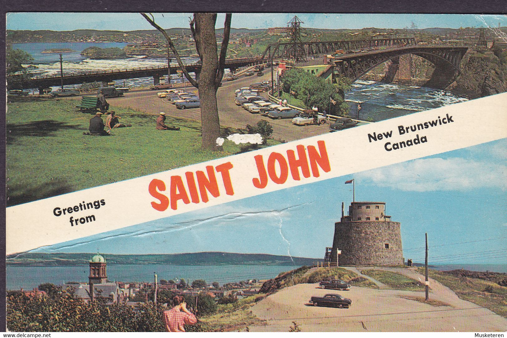 Canada PPC Greetings From SAINT JOHN New Brunswick, SAINT JOHN 1971 BAGSVÆRD Denmark 2x QEII. Stamps (2 Scans) - St. John