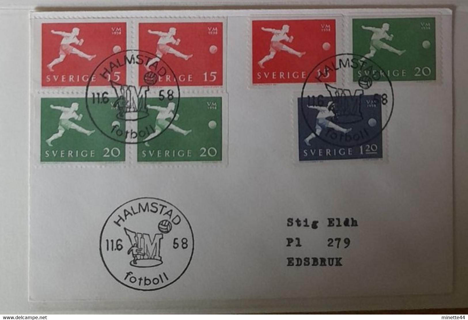 SUEDE SWEDEN 1958 FDC MATCH HALMSTAD  FOOTBALL FUSSBALL SOCCER CALCIO FUTBOL FUTEBOL FOOT FUTEBOL VOETBAL FOTBAL - 1958 – Schweden