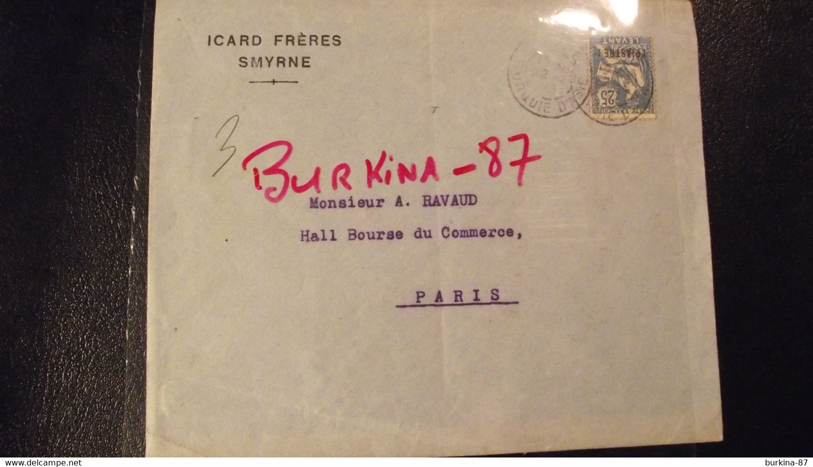 Enveloppe, Postée à SMYRNE , Turquie, Pour Paris  1939,  Timbre 25 Surcharge 1 Piastre - 1837-1914 Smyrna