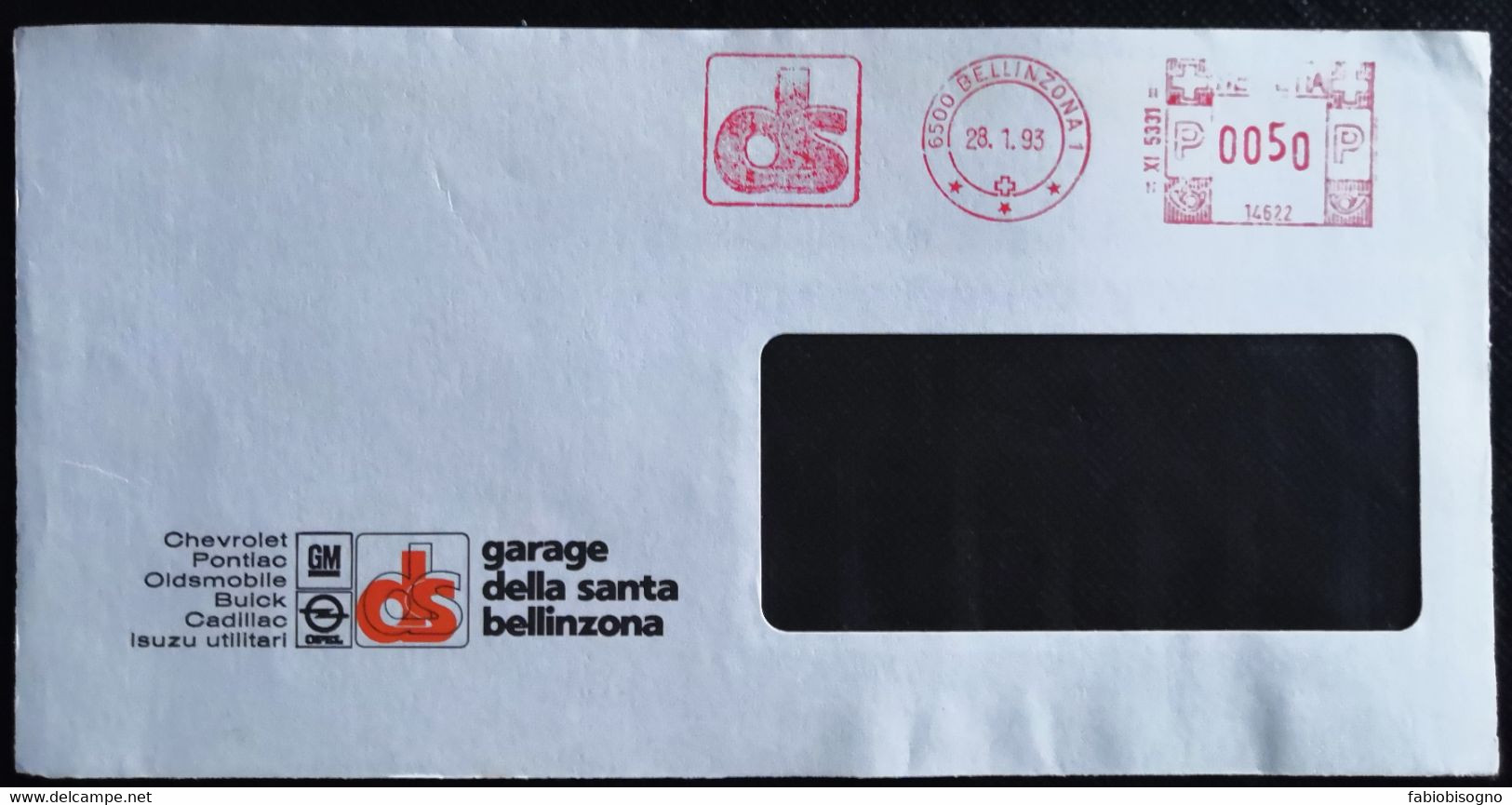 1993 Bellinzona - Ds ( GM Opel Buick Cadillac) - EMA Meter Freistempel Fragment - Frankiermaschinen (FraMA)