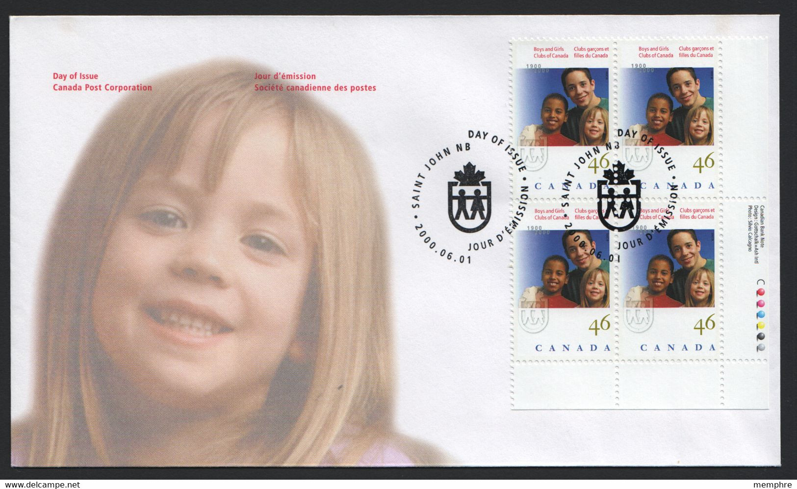 2000   Boys And Girls Clubs Of Canada       Sc 1857  Plate Block Of 4 - 1991-2000