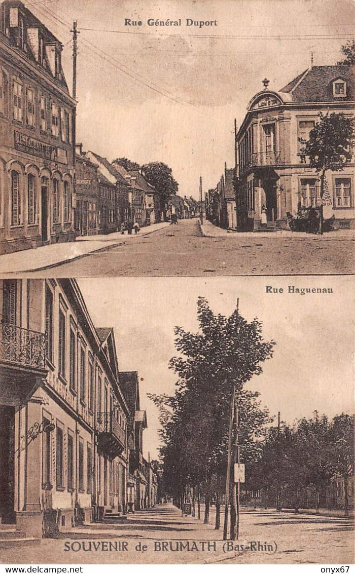 BRUMATH-67-Bas-Rhin-Rue Général Duport-Rue De Haguenau Carte Double Vues - Brumath