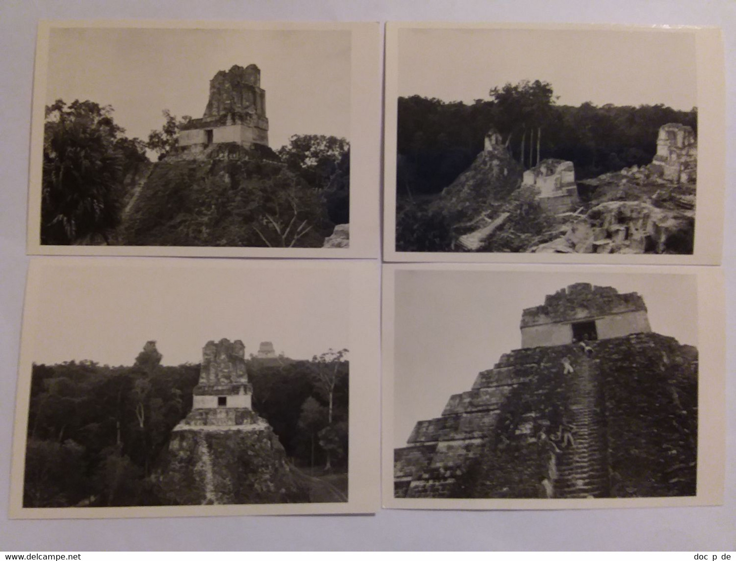 4 Old Real Photo`s - Guatemala -Tikal - Maya - Temple Of The Giant Jaguar - 12,5 Cm X 9 Cm - No Postcards - Guatemala