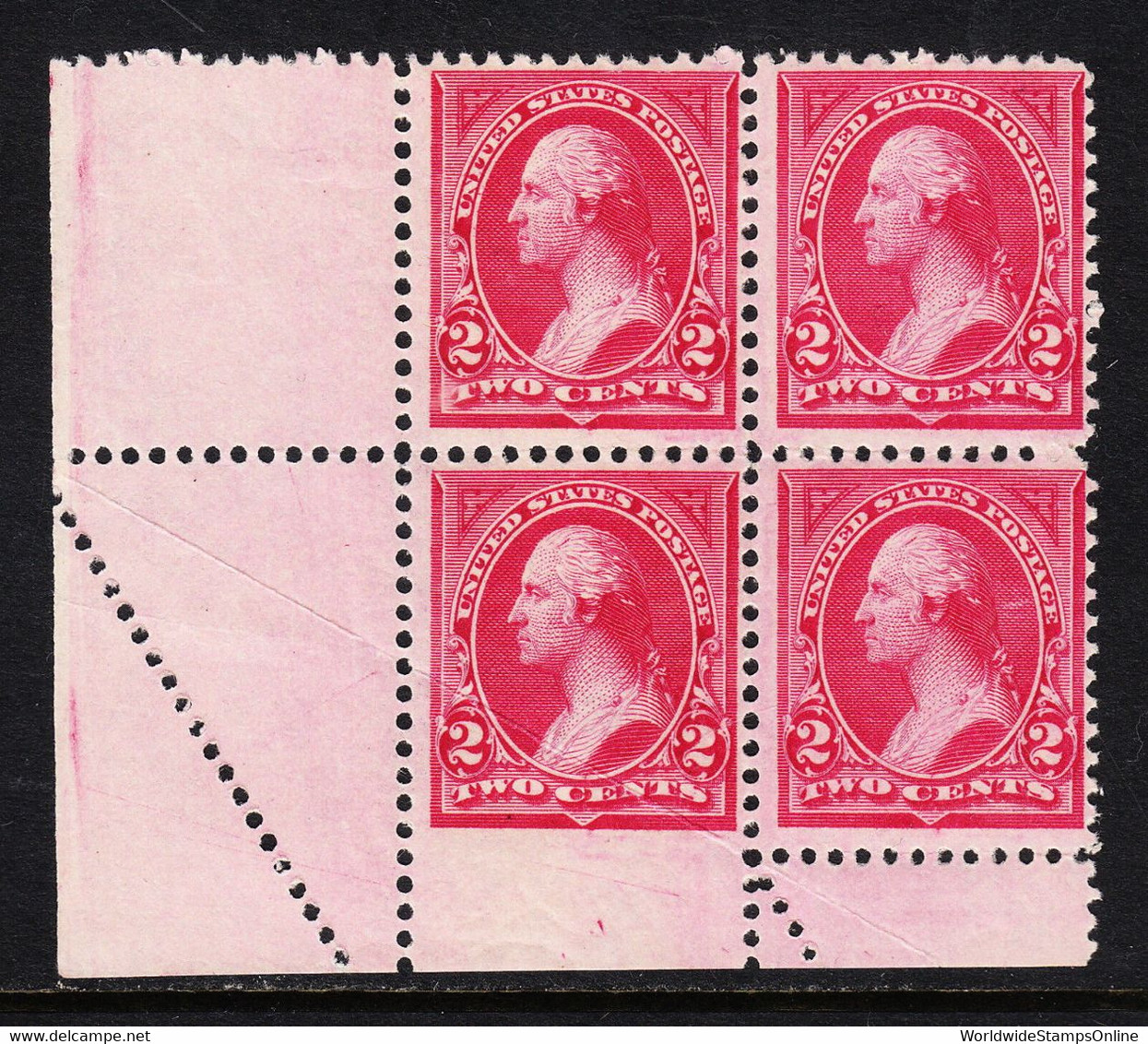 USA — SCOTT 250 — 2¢ WASHINGTON, TYPE I — MNH — FREAK PERF EFO — SEE DESCRIPTION - Variedades, Errores & Curiosidades