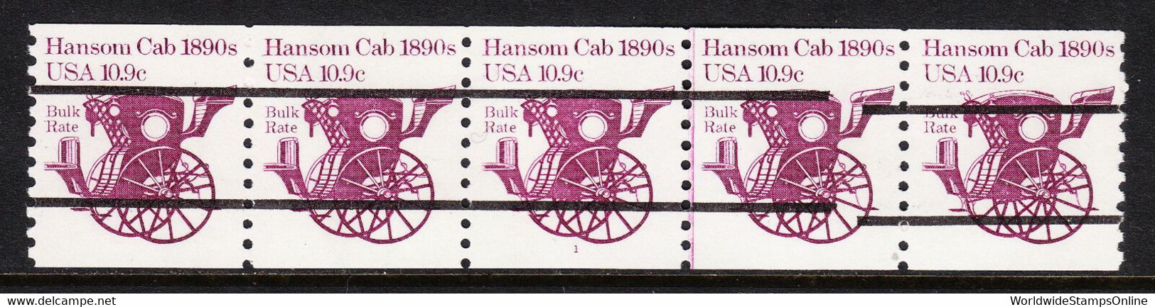 USA — SCOTT 1904a — HANSOM CAB — PNC PS5 #1 — MNH — SCARCE GAP ½R - Coils (Plate Numbers)