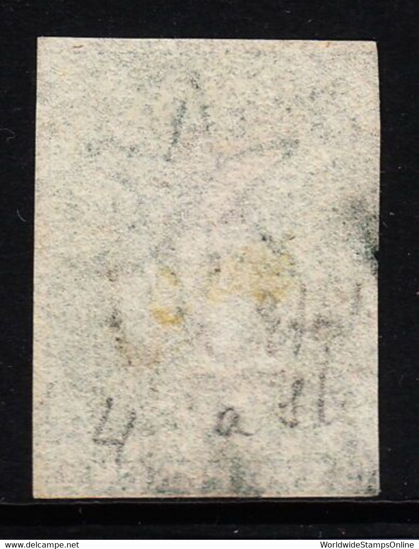 TASMANIA — SCOTT 5 (SG 16)— 1855 2P VICTORIA CHALON — GREEN — USED —SCV $500 - Used Stamps