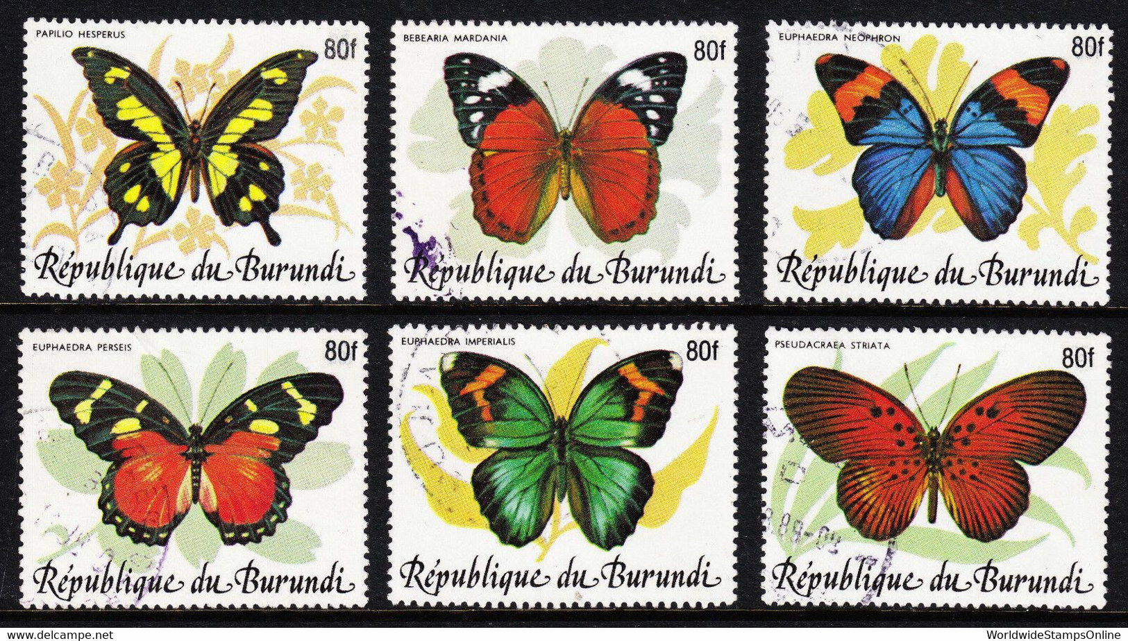 BURUNDI — SCOTT 654D-654F — 1989 SURCHARGED BUTTERFLIES — USED — SCARCE - Oblitérés