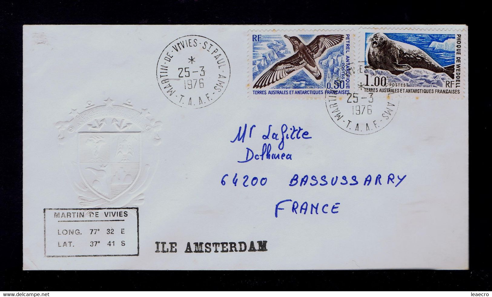 Gc7506 T.A.A.F. Martin De Vivies /birds Oiseaux /faune Maritime (Phoque  De Weddell)) Animals 1976 Bassussarry - Faune Antarctique